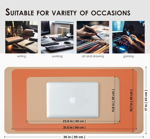 Dual Sided Leather Desk Mat - Waterproof Desk Pad for Office and Home - Desk Organization and Accessories - Ideal for Large Mouse Pad and Desk Mat...