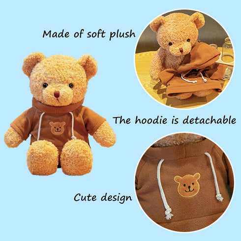 11.8 inches Teddy Bear Stuffed Animals Soft Plush Cute Teddy Bear with Hoodie Doll for Boys Girls (Red)...