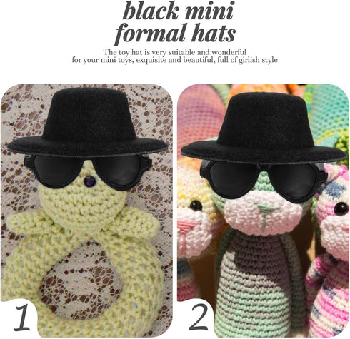 TOYANDONA Doll Glasses Mini Formal Hat Set 20pcs Miniature Doll Hats 20pcs Black Doll Sunglasses Dolls Costume Accessories for Diy Crafts Dollhous...