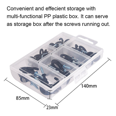 KUUQA Cup Hook Kit Black Vinyl Coated Ceiling Screw Mug Hooks, 70 Pieces, 6 Sizes...