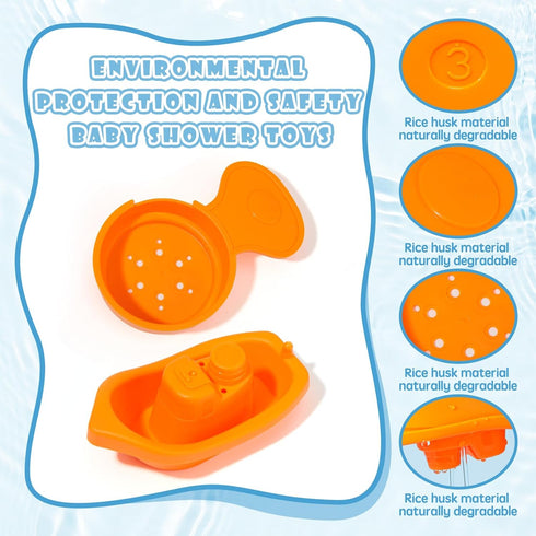 Bath Toys Floating Boats with Bathing Spoon, 11 Pack Water Table Bathtub Bath Toy, Water Toys for toddlers 1-3, Baby Pool Toys, Stackable Toys for...