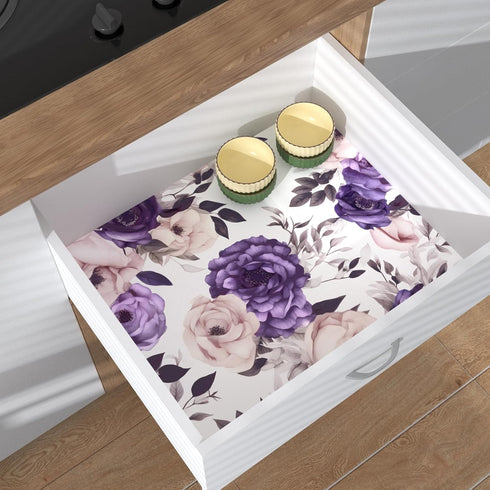 White Purple Big Floral Wallpaper Peel and Stick Boho Contact Paper Modern Self Adhesive Vinyl Removable Stick on Bedroom Bathroom Countertop Cabi...