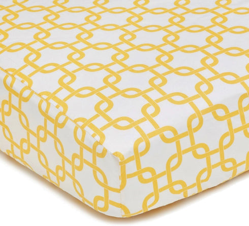 American Baby Company 100% Natural Cotton Percale Fitted Crib Sheet for Standard Crib and Toddler Mattresses, Golden Yellow Twill Gotcha, Soft Bre...
