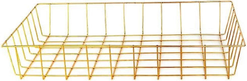 Gold Iron Wire Baskets and Trays, Round and Rectangular, 4-ct Sets (Tray)...