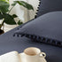 Navy Blue Pom Poms Pillowcases, Dark Blue Standard Queen 20x30 Inches Pillowcases Set of 2, 100% Washed Microfiber, Navy Fringe Pillow Shams, 2 Pa...