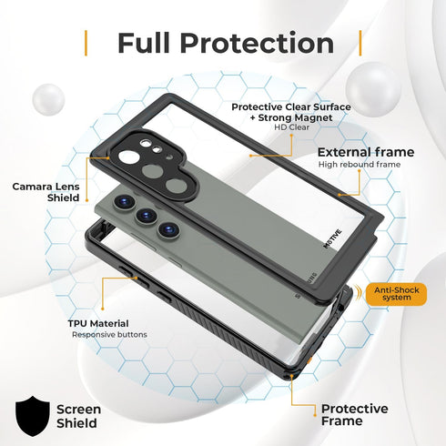 MOTIVE Designed for Samsung Galaxy s24 Ultra Waterproof Case, Built-in Lens & Screen Protector, 12 FT Military Grade, Full Shockproof, Dustproof, ...