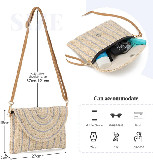 SUKUTU Women Straw Clutch Bag Summer Beach Handwoven Envelope Wallet Crossbody Handbags...