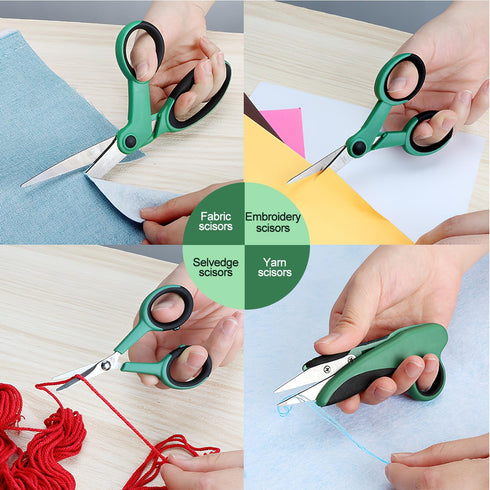 Premium Sewing Scissors Bundle, 8" Heavy Duty Fabric Scissors, 5" Embroidery Scissors, 4" Small Detail Scissors, 5" Thread Snips, Tailoring, Dress...