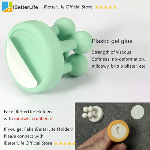 iBetterLife 4Pcs Silicone Toothbrush Holders - Multi-Function Hook Waterproof Self Adhesive Wall Mounted Single Hook for Hanging Key, Utility Plug...