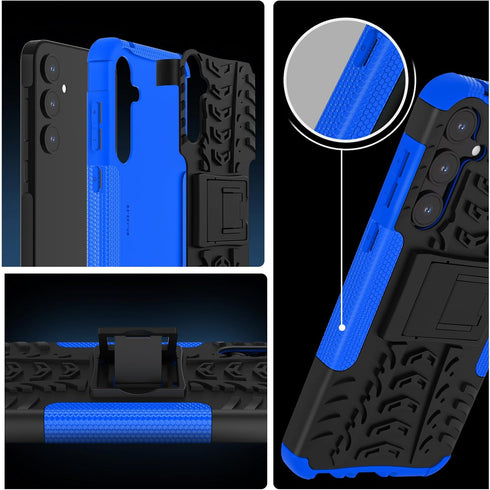 for Samsung Galaxy A35 5G Case with 2 Pack Screen Protector, Dual Layer Military Grade Shockproof, Heavy Duty Robust Bumper Cover with Kickstand f...