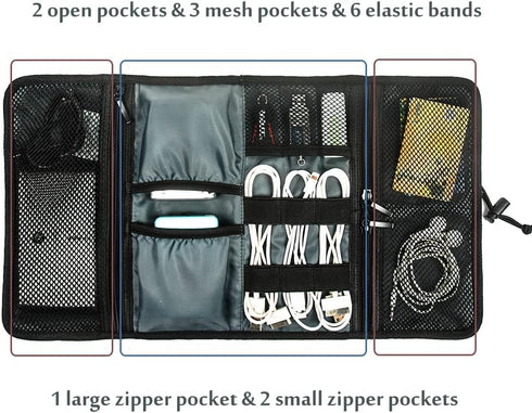 ProCase Electronic Organizer Cord Pouch, Travel Cable Charger Phone Accessories Bag Organizer Roll up Tech Carrying Case for USB Cables SD Memory ...