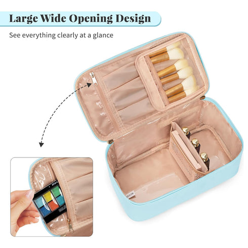 OCHEAL Makeup Bag,Vegan Leather Makeup Organizer Bag,Travel Essentials Cosmetic Bag Make Up Bag Small Makeup Case Toiletry Bag for Women,Compact C...