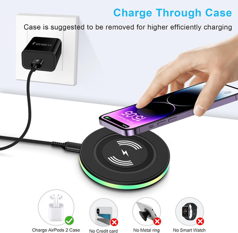 Android Wireless Charger Samsung Fast Charging Phone Charging Pad Station for Samsung Galaxy S24 Ultra S24+ S24 S23 FE S22 S21 S20 S10,iPhone 15 P...