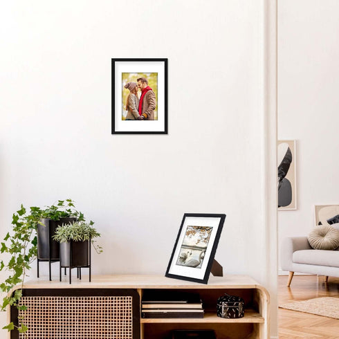 A4 Frame Black - Display 6x8 Picture Frame With Mat or 8.27x11.69 Inch Without Mat Poster Frame, Certificate Document Frame, for Wall Art...