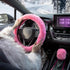 SEG Direct Furry Car Steering Wheel Cover with Fluffy Gear Shift Cover Soft Warm Non-Slip Car Decoration for Women Girls 2 PCS Set, Pink...