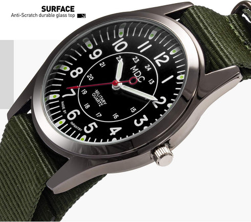 Infantry MDC Mens Analog Watch, 12/24 Hour Military Wrist Watches for Men Tactical, Army Field Wristwatch with Slip-Thru Nylon Band...