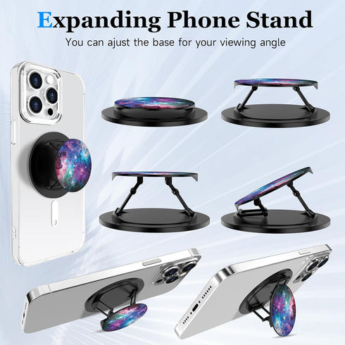 Compatible with MagSafe Phone Grip Socket, Magnetic Expanding Phone Stand iPhone Finger Holder Compatible with MagSafe Accessories, iPhone 15 14 1...