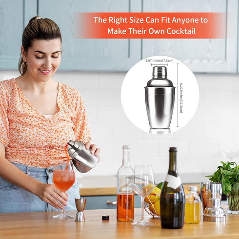 Newness Cocktail Shaker, Stainless Steel Martini Shaker, Drink Shaker Built-in Strainer, Professional Stainless Margarita Mixer, Bartender Kit Gif...