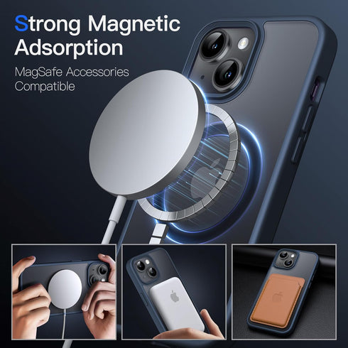 JETech Magnetic Case for iPhone 14 6.1-Inch Compatible with MagSafe, Translucent Matte Back Slim Shockproof Phone Cover (Storm Blue)...