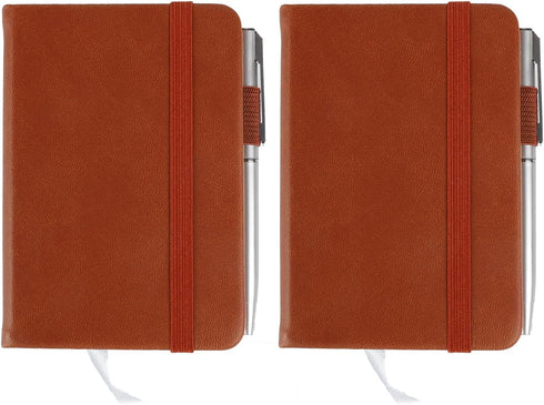 2-Pack Pocket Notebook, 4.3" x 3.5"Small Notebook, Hardcover PU Leather Notebook with Pen Total 200 Pages, Pocket Journal for College Ruled, Work ...