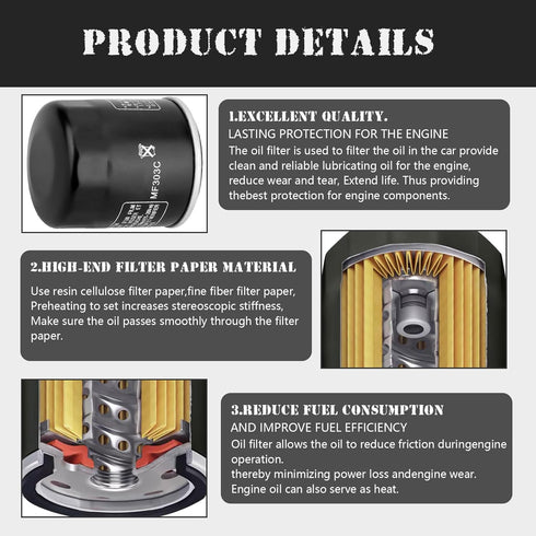 LOCOPOW 303 Oil Filter for Yamaha Grizzly 660 Rhino 450 660 Kodiak 400 450 Bruin 350 Road Star XV1700 XV1600 XVZ1300 Vmax 1200 FZ1 YZF R1 R6 R6S R...