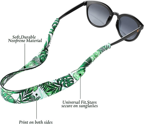 Flutesan 6 Pieces Floating Sunglasses Strap Hawaiian Float Neoprene Eyewear Retainer Summer Glasses Strap Sport Glasses Holder for Men Women...