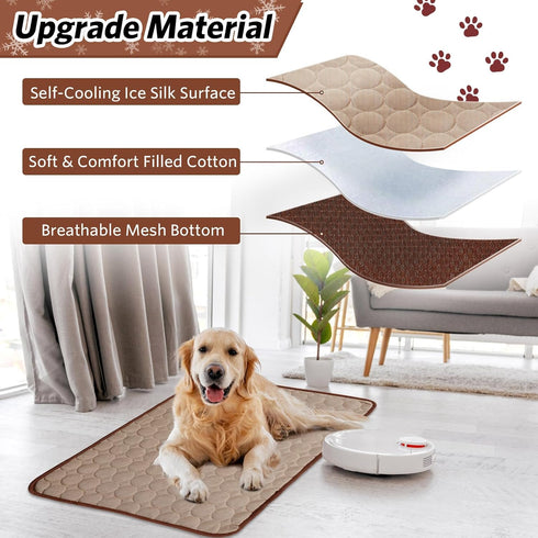 Pet Dog Cooling Bed Mats,Self Cooling Pet Dog Cool Mat Pads for Dogs Cats Indoor and Outdoor (Blue, Coffee)...