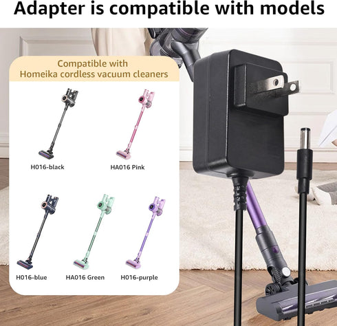 for Homeika Cordless Vacuum Power Cord Charger Compatible with for Homeika H016 HA016 Cordless Vacuum Power Adapter...