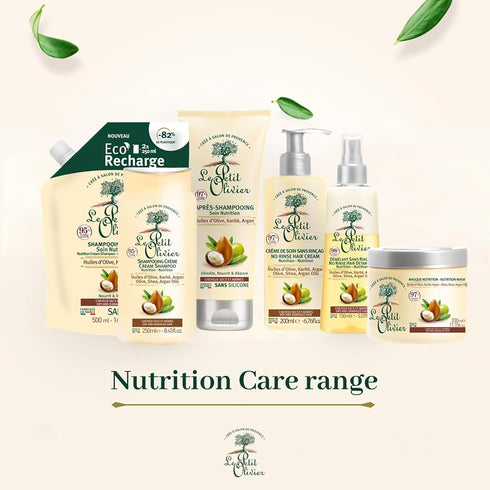 Le Petit Olivier Nutrition Cream Shampoo - Olive, Shea, Argan Oils - Repairs Dry, Damaged Hair - Enriched With Natural Origin Ingredients - Free O...