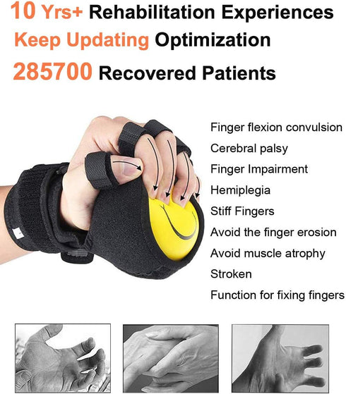 Anti-Spasticity Ball Splint, 2 in 1 Hand Splint for Stroke Hemiplegia Rehabilitation Finger Training Equipment Finger Wrist Hand Orthosis With Bal...