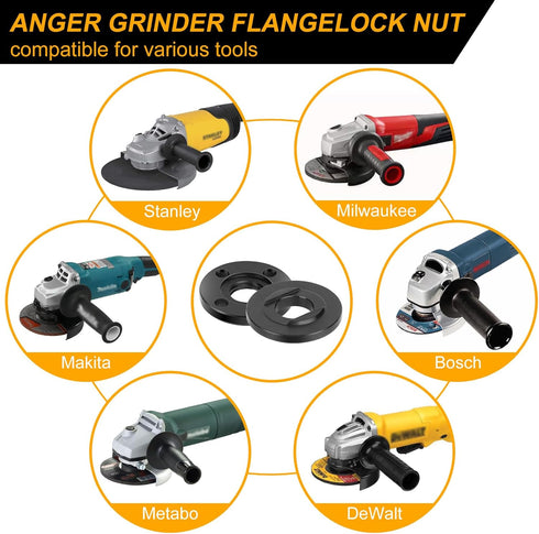 7PCS Angle Grinder Nut Angle Grinder Flange Wrench, 5/8-11 Flange Metal Lock Nut, Compatible with Bosch Black & Decker Ryobi 4.5" 5", Fit for Dewa...