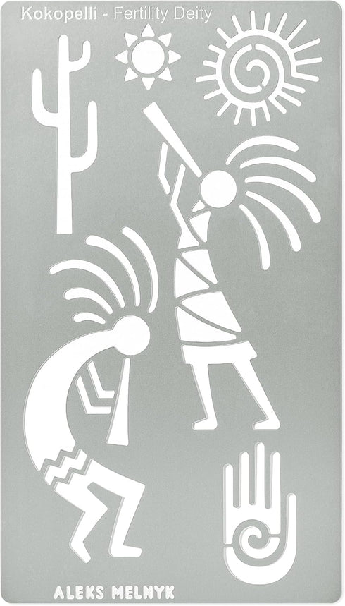 Aleks Melnyk No.434 Metal Stencil, Kokopelli Fertility Deity, Petroglyph Designs, Small Stencil, 1 PC, Template for Wood Burning, Engraving, Craft...