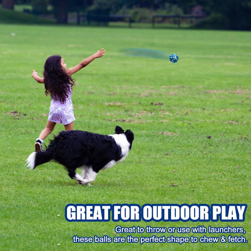 Dog Balls, Indestructible Tennis Balls for Dogs, Durable Bouncy Dog Toy Balls for Aggressive Chewers, Interactive Dog Toys for Fetch Game, Lightwe...
