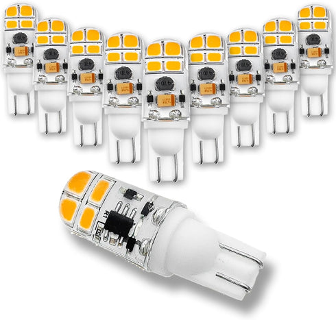 KAKEMONO T5 T10 Wedge Base LED Bulb 2W AC10-18V/ DC10-30V 2700K Warm White for 12V Low Voltage Landscape Path Deck RV Camper Lights, 10 Pack...