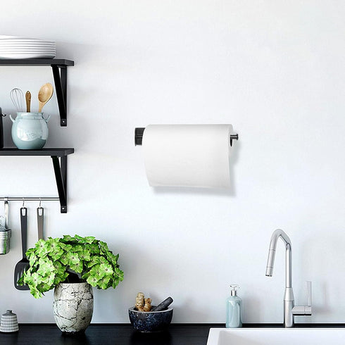 Kitchen Magnetic Stainless Steel Paper Towel Holder for Refrigerator, Grill, Toolbox (Magnetic-30cm-Black-B)...