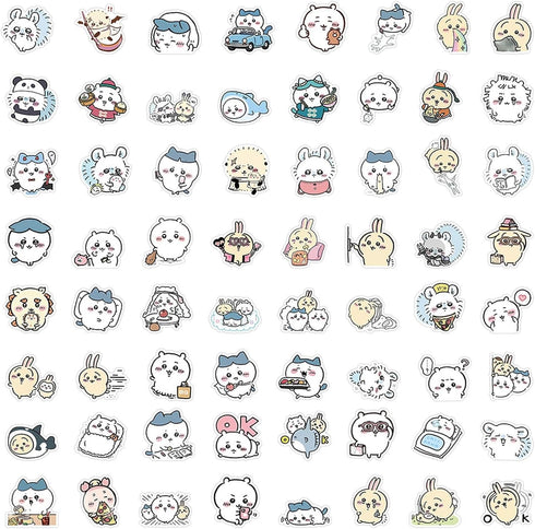 60pcs Kawaii Chiikawa Stickers for Kids Travel Case,Cute Japanese Cartoon Vinyl Stickers Funny Trendy Waterproof Decals for Teens Water Bottle Pho...
