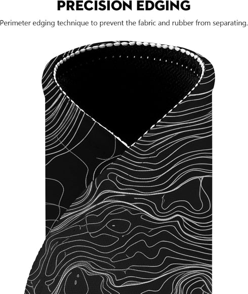 Elegant Black and White Topographic Design Mouse Pad for Office and Home Use, Stitched Edges Non-Slip Rubber Base Mouse Pads for Computers Laptop...