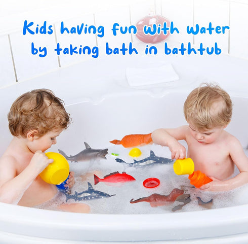 26 Pcs Ocean Animals Figurines Toys Plastic Sea Creatures Diorama Project Playset Ocean Habitat Project Supplies with Coral Reef Kit for Kids Todd...