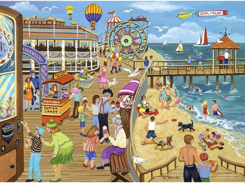 Bits and Pieces - 500 Piece Jigsaw Puzzle for Adults – ‘Ice Cream on The Boardwalk’ 500 pc Large Piece Jigsaw by Artist Sandy Rusinko - 18” x 24”...