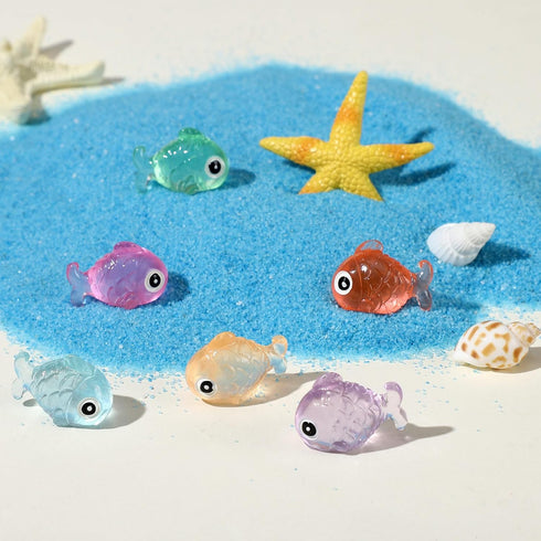 48 Pcs Fake Glow in The Dark Fish Mini Resin Fish Figurines Aquarium Fishes Tiny Fish Ornament Decorations for Aquarium Fish Tank...