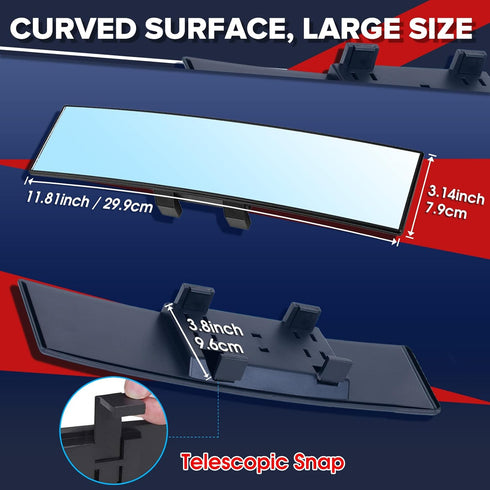 Car Interior Large Rear View Mirror,Universal Car Rearview Mirror Universal Interior Clip On Panoramic Rear View,Reduce Blind Spot Effectively for...