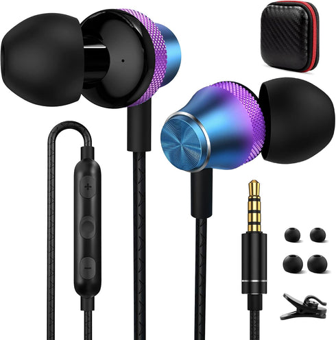 Jelanry 3.5mm Headphones Noise Canceling with Earbuds Microphone Deep Bass in-Ear Wired 3.5mm Earphones for Google Pixel 5A 4A 3A Moto G Power Pur...