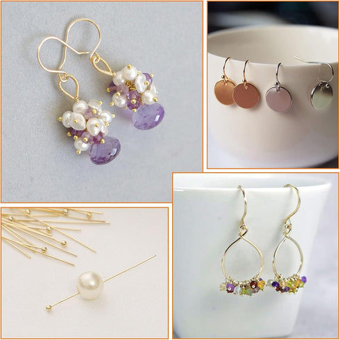 2000Pcs Assorted Head Pins Set for Jewelry Making,Jewelry Head Pins Kit includes 1000Pcs Ball Head Pins 1000Pcs Flat Head Pins Eye Pins for Jewelr...