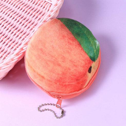 SUPVOX Coin Pouch with Keychain Cute Juicy Peach Fruit Shape Soft Plush Coin Purse Change Cash Bag Zipper Small Purse Wallets for Women Girls...