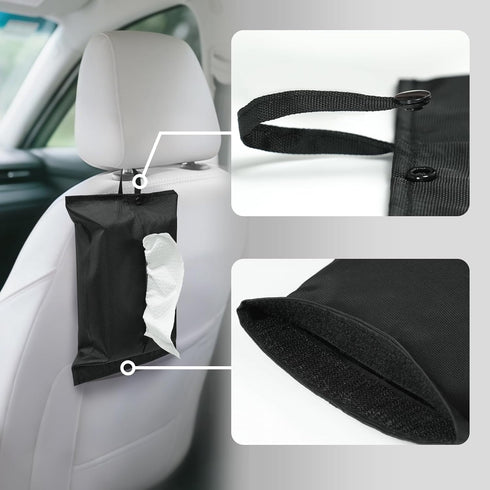 kakaforsa Black Toilet Paper Holder Travel Napkin Holder Reusable Tissue Holder Cloth Tissue Box Cloth Cover Hang Paper Towel Holder Tissue Box Co...