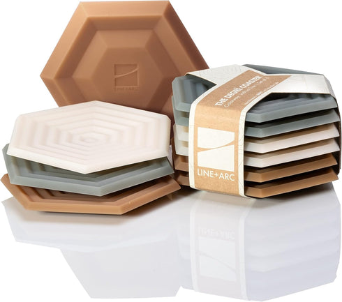 LINE+ARC Extra Thick Silicone Coasters (As Seen in NYTimes WireCutter) Waterproof Anti-Stain Heat-Safe Dishwasher-Safe Degr? Coasters (Set of 6, J...
