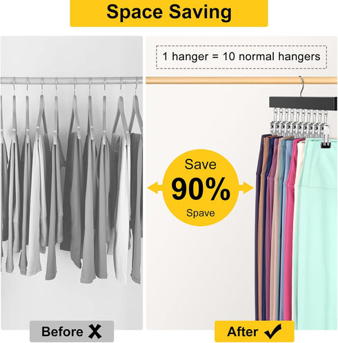 Legging Organizer for Closet, Pants Hangers with Clips Holds 20 Leggings, Jeans, Hats, Shorts, Socks, 360° Rotating Space Saving Hanging clothes o...
