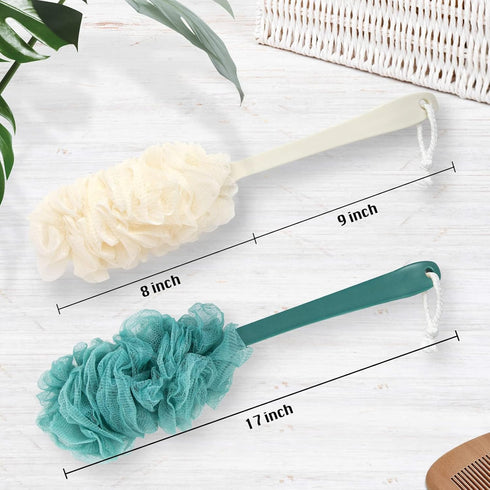 2Pack Back Scrubber for Shower?PIPUHA Loofah Sponge Shower Brush Using Body Exfoliating with Long Handle, Loofah on a Stick for Men Women, Bathing...