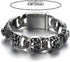 COOLSTEELANDBEYOND Heavy and Study Mens Stainless Steel Biker Skull Bracelet Silver Black Two-tone Polished...
