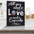 JennyGems All You Need is Love and a Cupcake Wooden Sign, Bakery Signage and Decor, Gift for Cupcake Lovers, Made in USA...